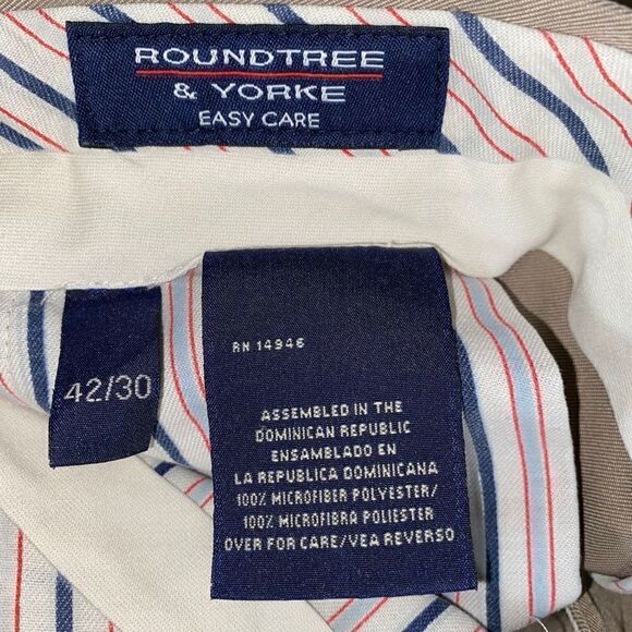 Roundtree & Yorke easy care flat front dress pants tan sz 42/30 - Picture 11 of 12